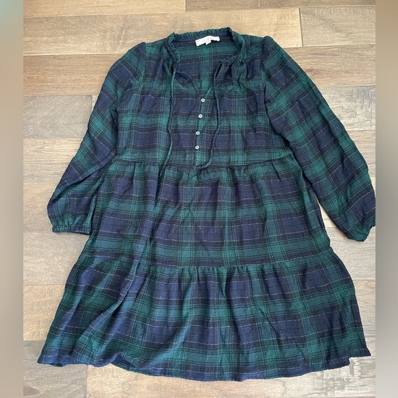 Loft Shimmer Plaid Tiered Dress - Picture 4 of 7
